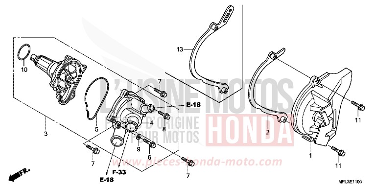 POMPE A EAU von CBR1000RR "Fireblade" GRAPHITE BLACK (NHB01XA) von 2010
